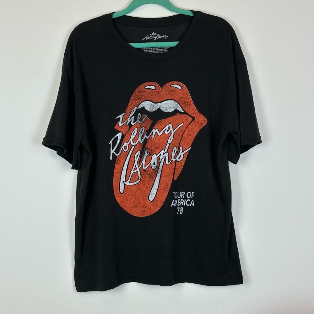 Rolling Stones Tour Of America 1978 Black Cotton Band Novelty T-Shirt XXL